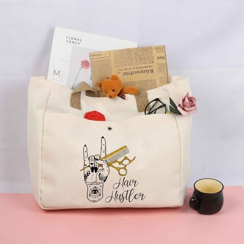 BLUPARK Hair Hustler Hand Gifts Hairs Stylist Tote Bag Cosmetologist Gifts Hairdresser Gift Beautician Shopping Bag Hairstylist Gift (Hair Hustler TO)