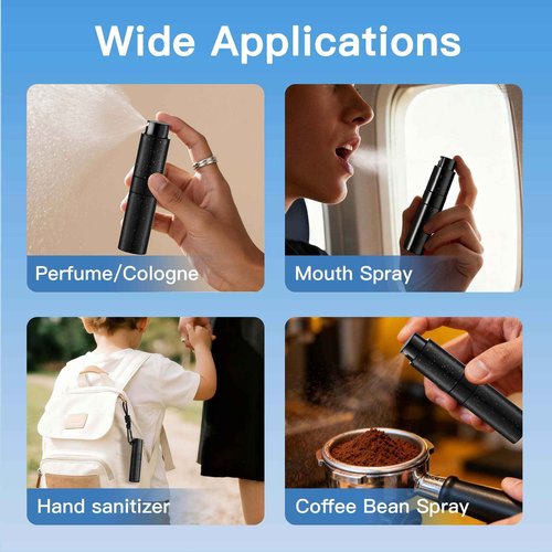 Lulupack Travel Perfume Bottle Refillable - Keychain Cologne Spray Atomizer Mini - Small Travel Size Sprayer Empty Refill Sample Container - Portable Fragrance Decant Dispenser for Men 8ml Black