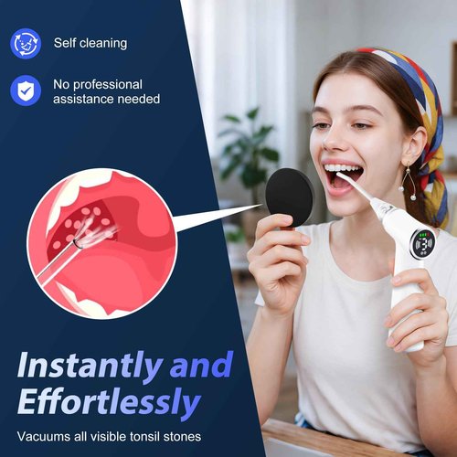 Upgraded Electric Tonsil Stone Remover – High-Precision & Painless Cleaning, Food-Grade Material, 6 Suction Levels | Tonsil Stone Removal Kit with LED Light, Oral Protection & 11 Attachments
