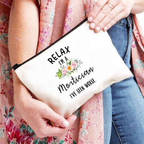 XYANFA Last Mortician Makeup Bag for Women Funeral Director Gift Last Responder Gift Mortician Friend Gift (RELAX Mortician)