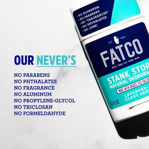 FATCO Stank Stop All Natural Deodorant with Tallow and Organic Coconut Oil – Lavender + Sage 2-Pack (1.7 oz)
