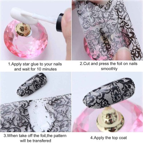 JERCLITY 10 Rolls Aurora Transparent Nail Foil Transfer Sticker Kit Illusory Color Nail Foil Sheets Iridescence Transfer Stickers