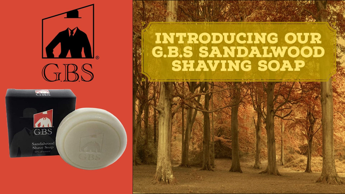 G.B.S Men's Sandalwood Shaving Soap with Shea Butter and Glycerin, 3oz