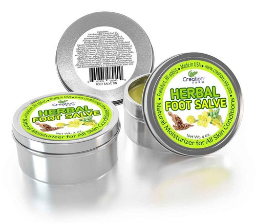 Foot Salve - Large 4 Oz Tin of Herb Foot Balm Cream Ointment - Mejor cuidado de Los pies With Peppermint & Tea Tree by Creation Farm