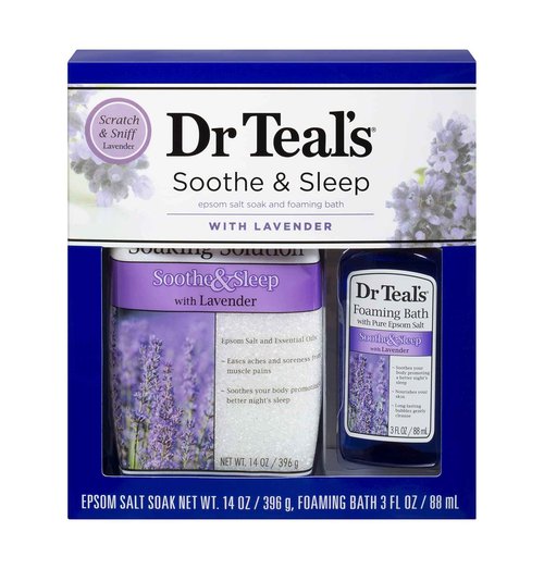 Dr Teal's Epsom Salt & Foaming Bath Oil Sampler Gift Set 2022 - Give The Gift of Relaxation & Peaceful Slumber! - 14 oz Bag of Bath Salts & 3 oz Bottle of Foaming Bath Oil