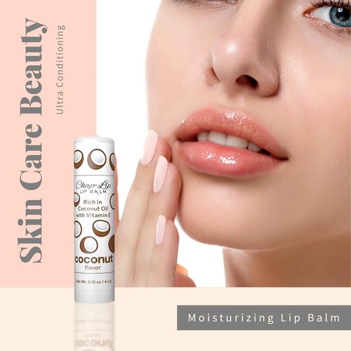Chap-Lip Lip Balm Rich in Coconut Oil & Vitamin E - Moisturizing, Ultra Conditioning & Hydrating - Total Lip Moisturizer & Lip Therapy Treatment - Happy Holidays 6 Flavor Assortment, 48 Count