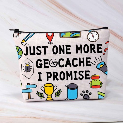 BDPWSS Funny Geocaching Gift For Geocacher Gift Just one more geocache I promise Makeup Bag Outdoor Lover Travel Pouch (more geocache)