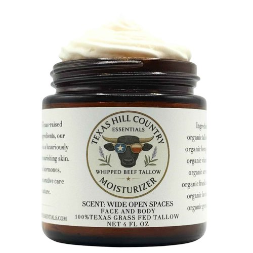 Texas Hill Country Essentials Organic Grass‑Fed Beef Tallow Moisturizer – Face, Body & Hands – Natural Eczema Relief