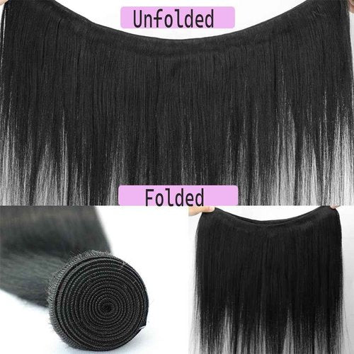 12A Straight Bundles Human Hair 20 Inch 100% Unprocessed Brazilian Virgin Human Hair Bundles Straight Sew In Bundles for Black Women Hair Extensions Natural Black Color