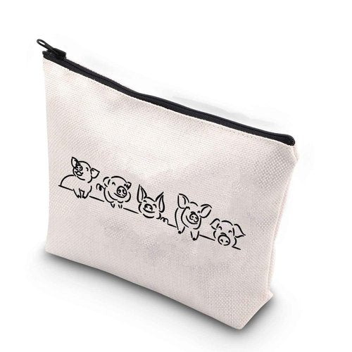 XYANFA Cute Pigs Makeup Bag - Pig Lover Gift - Animal Lover Zipper Pouch - Gift for Pig Farmer - Women (Pigs Makeup Bag)