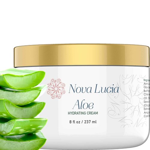 Aloe Vera Cream for Skin – Soothing Moisturizer for Dry, Itchy, or Sensitive Skin, Sunburn Relief, Hydrating Face & Body Cream, Non-Greasy, Fragrance-Free