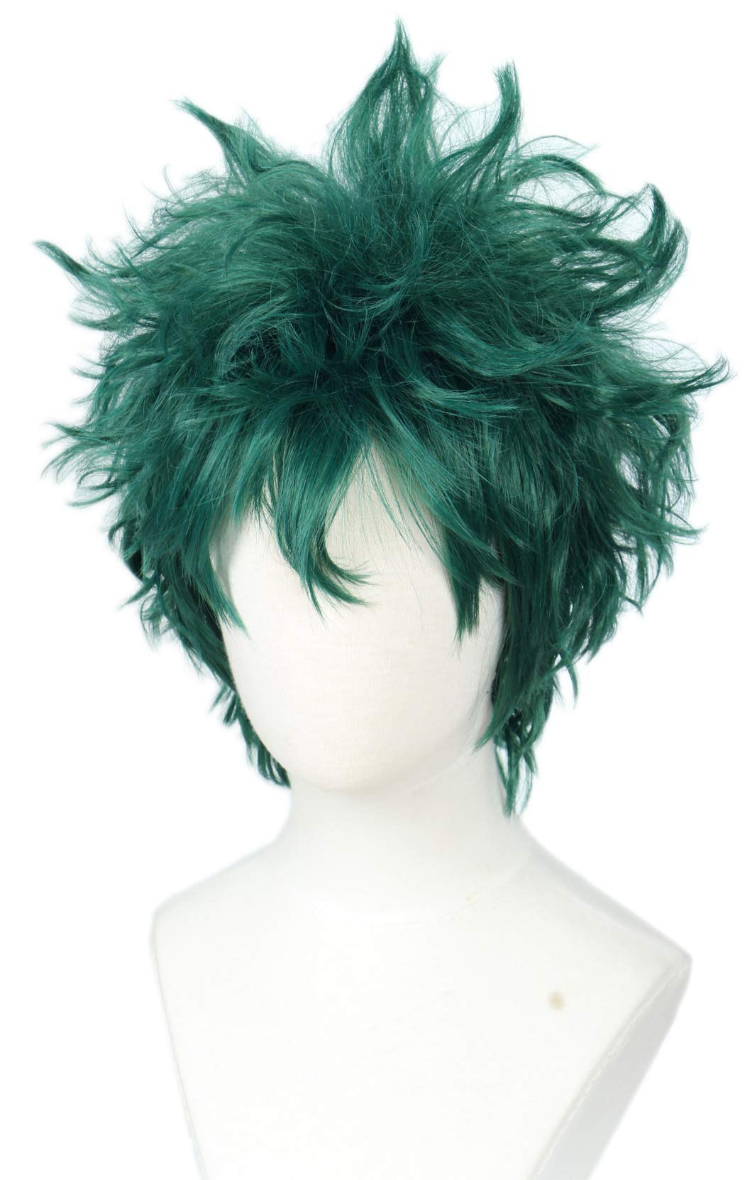 Linfairy Short Green Curly Wig Halloween Costume Cosplay Wig