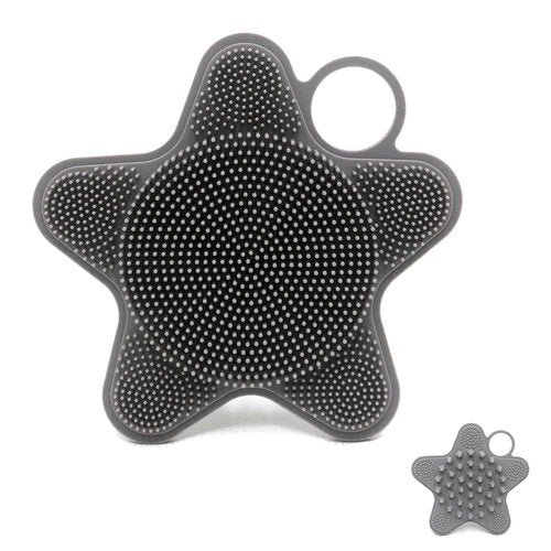 LUCKSTELLA 2 in 1 Silicone Body Scrubber, Food-Grade Silicone Body Brush for Shower, Gentle Exfoliating and Lather Well, Gentle Scrubber for Sensitive Skin, Easy-to-Clean(Grey,1-Pack)