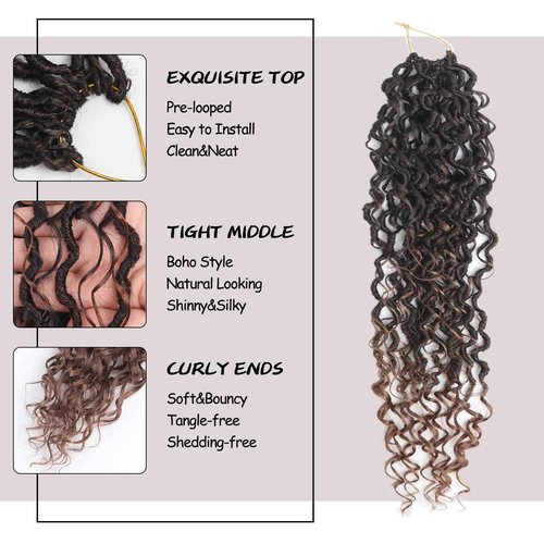 Vemet Goddess Locs Crochet Hair 24 Inch 9 Packs Synthetic Faux Locs Crochet Hair for Black Women, River Locs Hair Extensions Style Pre looped Crochet Locs with Curly Ends