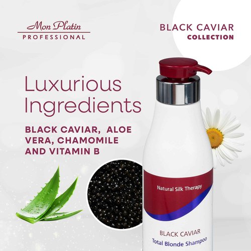 Mon Platin Professional Black Caviar Blonde Hair Shampoo - Intensive Moisturizing Shampoo for blonde, bleached, or Color Treated Hair - Special Antistatic Formula,SLS/Salt Free 500ML