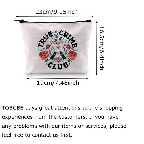 TOBGBE True Crime Lover Gift True Crime Club Makeup Bag Crime Junkie Gift True Crime Podcast Lovers Gifts Funny Serial Killer Cosmetics Bag (True Crime Club)