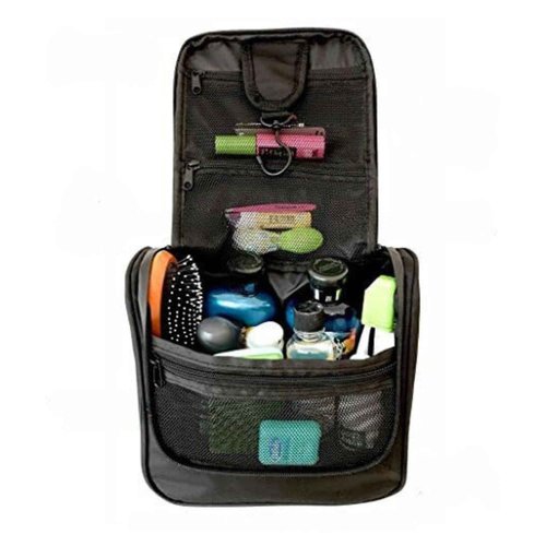 Wayfarer Supply Co. Hanging Travel Toiletry Bag - Large Cosmetic Bag Organizer for Toiletries, Makeup and Shaving Supplies - Cruise and Travel Essentials for Women & Men, Black