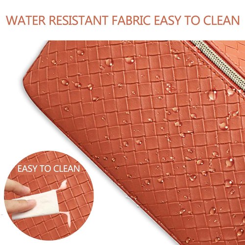 BAKLUCK Large Capacity Travel Cosmetic Bag with Compartment - Waterproof PU Leather Portable Checkered Makeup Organizer Bag for Women and Girls - Orange