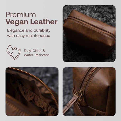 RUBAB MEN Toiletry Bag Set of 2| Vegan Leather, Navy & Tan Shade | Waterproof Travel Pouch Kit for Men & Women
