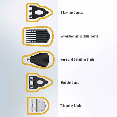 ConairMAN All-in-One Beard Trimmer for Men for Face, Nose and Ear Hair Trimmer,6 piece Men's Grooming Kit, Cordless/Rechargeable