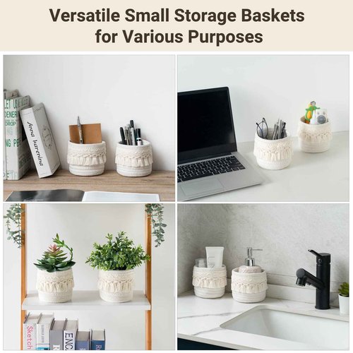 Mkono 5 Pcs Macrame Baskets Cotton Rope Basket for Organizing, Boho Decor Basket