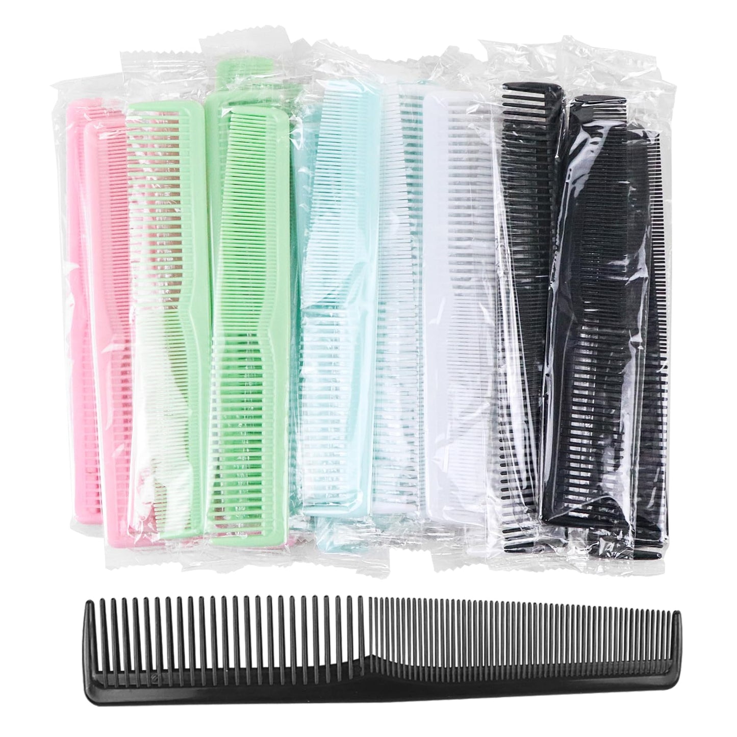 Hipruict Individually Wrap Combs, 100 PCS Disposable Hair Combs, Wide and Fine Teeth, Individual Comb Bulk for Hotels, Homeless Shelter, Church, Hospital