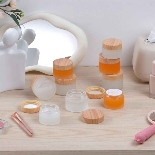 TkoYuHm 12-Pack White Matte Glass Bottles 1.67oz Cosmetic Containers for Skincare Travel-Friendly Refillable Leak-Proof Design