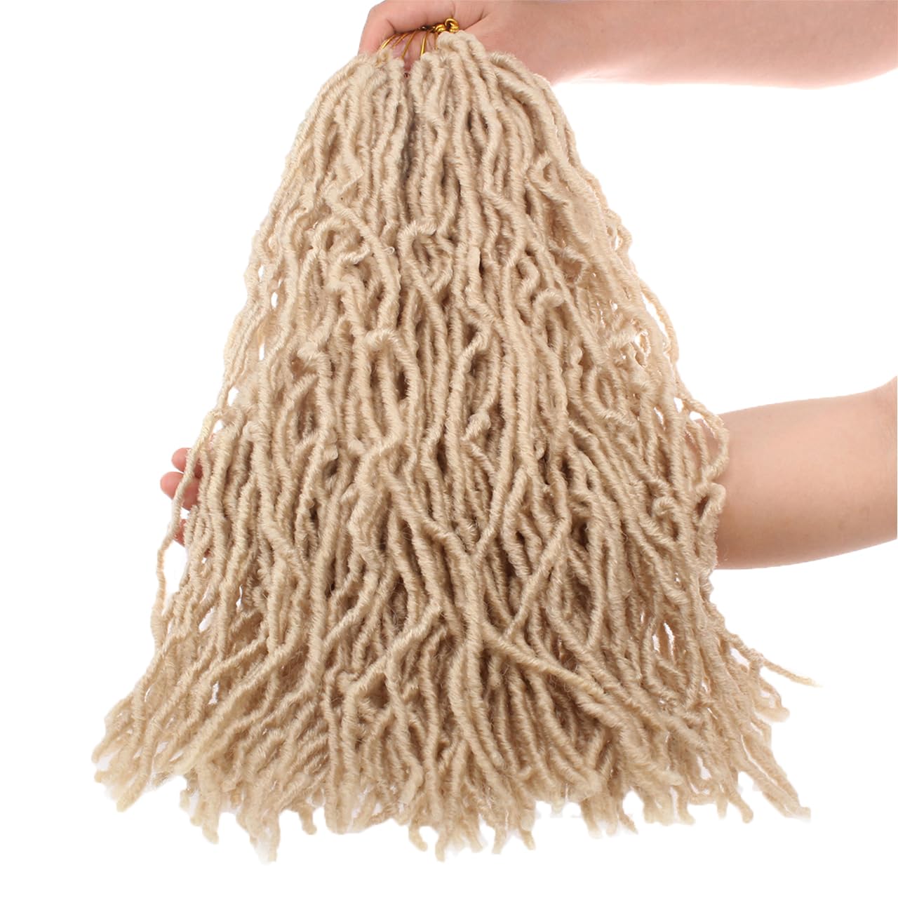 18 Inch Blonde Nu Faux Locs Crochet Hair 2Packs Goddess Soft Locs Crochet Braids Hair for Butterfly Locs, Pre-looped Soft Natural Curly Wavy Dreadlocks Synthetic Hair For Women (18 Inch,613#)