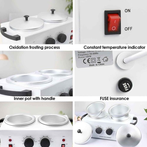 Double Wax Warmer For Hair Removal, Waxing Kit For Women & Men, Hard Wax Kit Wax Machine For Hair Removal Dual Wax Pot Warmer Professional Adjustable Temp Waxing Kit For Full Body, Facial, Home, Salon