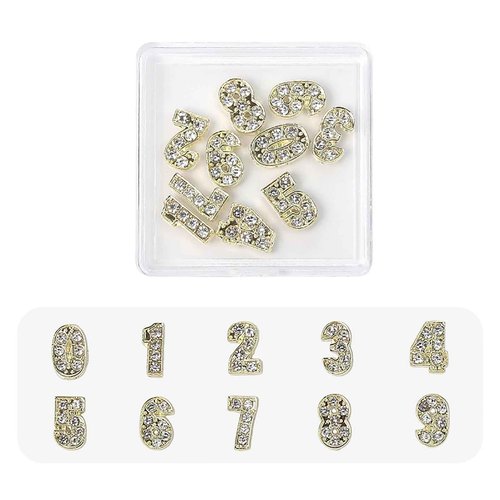 MOLILON 10Pcs Gold Number Nail Charms for Nail Art (0-9), 3D Gold Numbers for Nails, Metal Number Nail Art Studs for Acrylic Nails, Nail Rhinestones and Gems for Women DIY Manicure Decorations