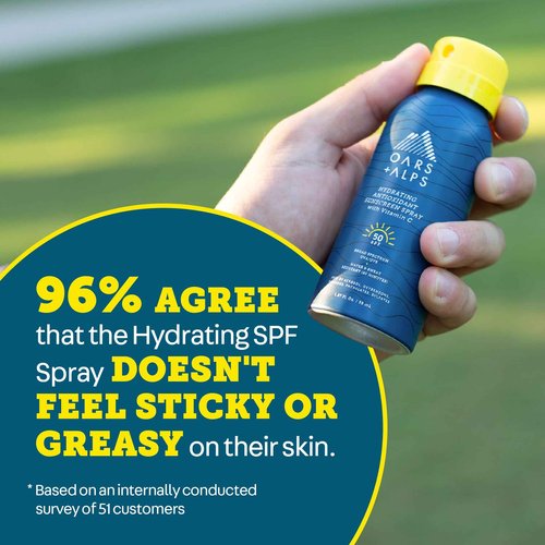 Oars + Alps Sunscreen Spray for Face & Body, SPF 50 Spray Sunscreen Infused with Vitamin C & Antioxidants, No White Residue, Water & Sweat Resistant, All Skin Types, Lightweight, Hydrating, 3pk