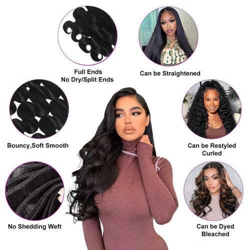 16A Raw Body Wave Bundles Human Hair 100% Human Hair Bundles,Triple Lifespan Virgin Remy Hair Extensions,Keep Texture Silky Soft After Multiple Washes (Body Wave 1 Bundle, 18 Inch)