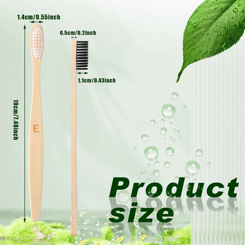 Sieral 120 Pcs Bamboo Toothbrushes Bulk Soft Bristle Individually Wrapped Travel Toothbrush Natural Wooden Tooth Brush for Homeless Kid Adult Home Travel Use, 7.5 Inch, 12 Colors (Letter)