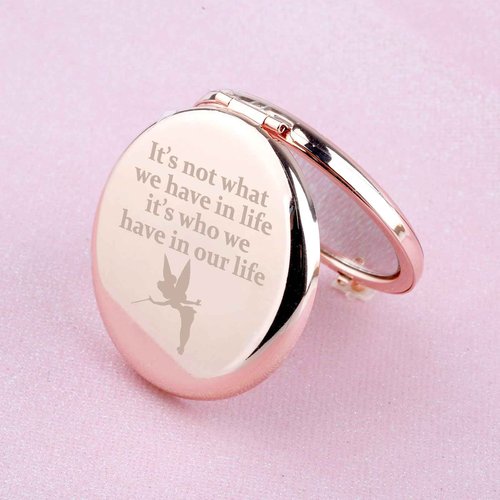 WUSUANED Fairy Princess Makeup Mirror It’s Not What We Have in Life It’s Who We Have in Our Life Jewelry Princess Gift Peter Gift Cartoon Fan Gift