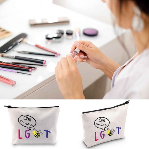 BLUPARK Funny LGBT Gift Gay Pride Bee Makeup Bag OMG I'm The LGBT Cosmetic Bag (I'M THE B)