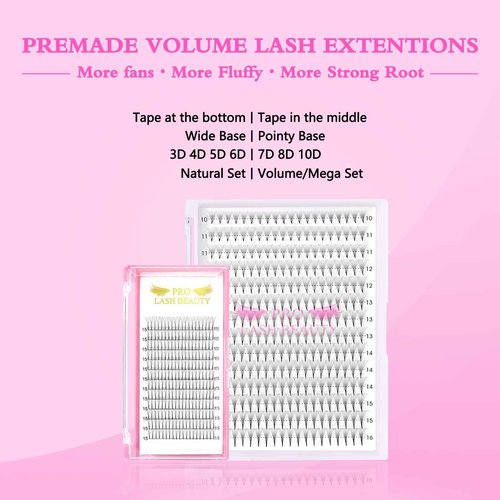 Premade Fans Eyelash Extensions 12D-D-0.07-11 Premade Volume Lash Extensions 320 Fans Pointed Base Fans 0.07 Premade Volume Fans C D Curl(12D-D-0.07-11)