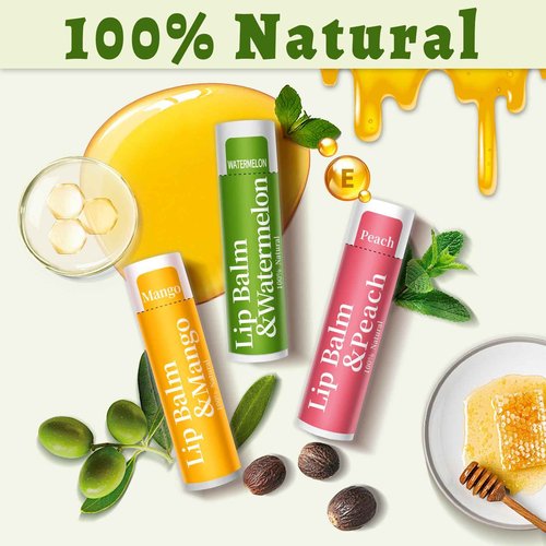 RBUGR 126 Pcs Lip Balm Bulk, 12 Flavored Pack of Lip Balms Pack Natural Moisturising Organic Lip Balm Set for Cracked Lips, Bulk Gifts Stocking Stuffers Party Favors(4.2g/0.15oz)