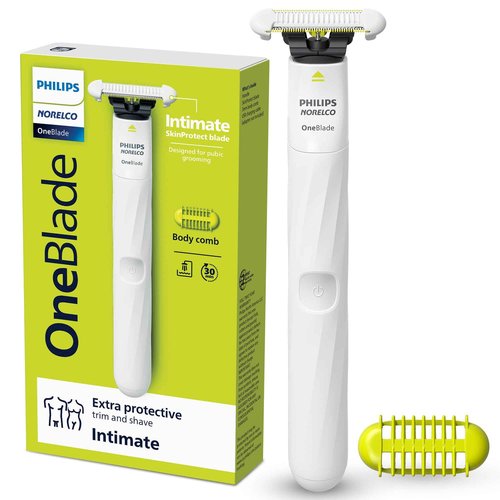 Philips Norelco OneBlade Intimate, Designed For Pubic Grooming, Trim & Shave With Extra Skin Protection, Model QP1924/70