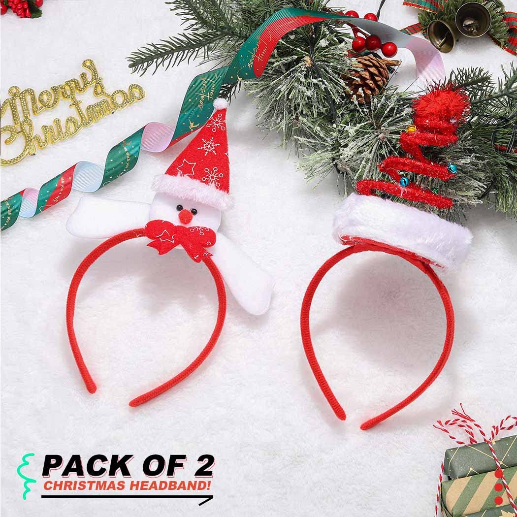 Werhonton Christmas Headband Xmas Headbands Santa Tree Headwear Holiday Snowman Hair Accessory for Women and Girls (2pcs)…