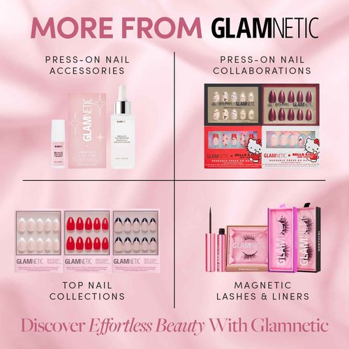 Glamnetic Press On Nails & Toenails - Cherry Glaze | Short Round Bright Cherry Red Nails with a Glaze Finish | 15 Sizes - 30 Nail Kit with Glue & 16 Sizes - 32 Toe Nail Kit with Glue