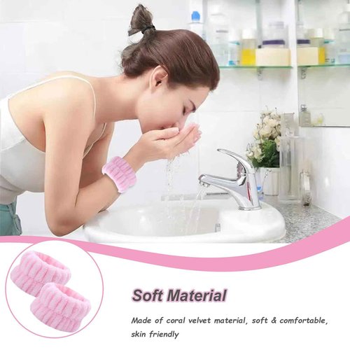 TS-MAYKA 20 Pcs Wrist Bands for Washing Face, Absorbent Face Washing Wristbands, Spa Wrist Towels Beauty Towel Bands Arm Bands for Washing Face for Prevent Water from Running Down Arms