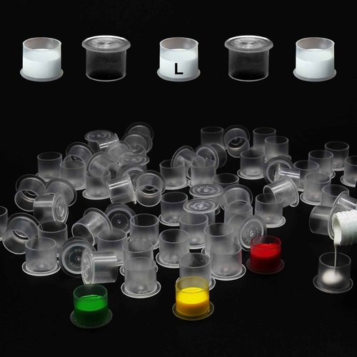 Tattoo Ink Caps - WZPB 300pcs Ink Caps with Base Tattoo Ink Cups White #17 Large Pigment Caps