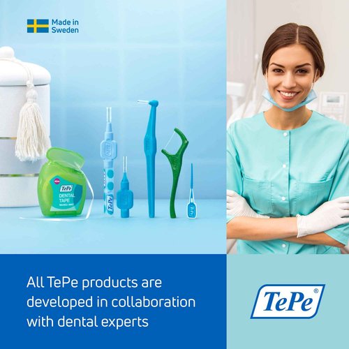 TePe Interdental Brush Angle, Angled Dental Brush for Teeth Cleaning, Pack of 25, 0.7 mm, Medium Gaps, Yellow, Size 4