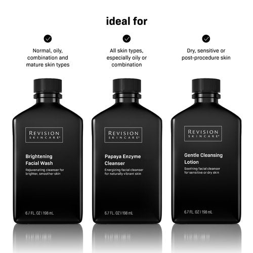 Revision Skincare Brightening Facial Wash, Daily Face Wash for Oily and Combination Skin with Vitamin C, Glycolic Acid, and Salicylic Acid to Brighten, Exfoliate, and Remove Impurities, 3.4 fl oz