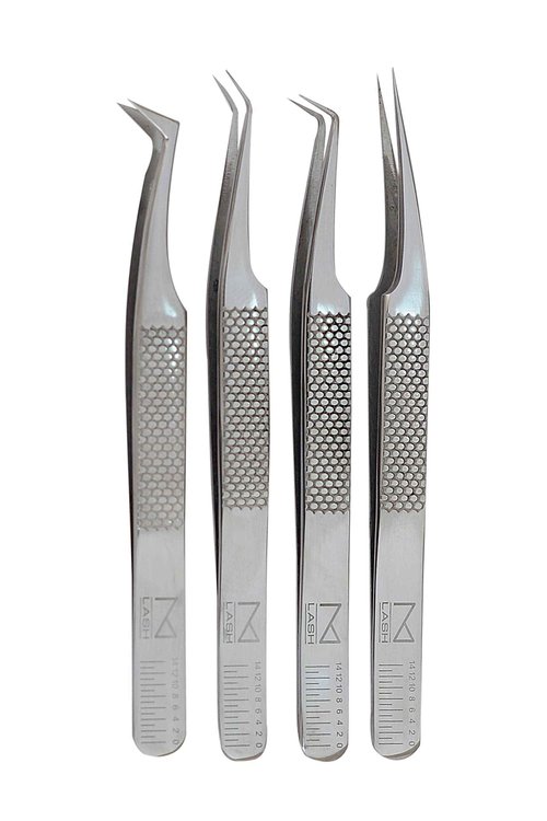 M LASH V4 - Stainless Steel Precision Eyelash Tweezers - Professional Grade Lash Applicator Tool for Meticulous Eyelash Extensions (Silver)