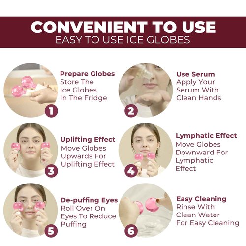 Ice Globes for Face 2Pcs – Enhancing Daily Beauty with Ice Globes for Facials, Skin Tightening & Anti-Aging – Perfect Facial Ice Globes for Reduction of Puffiness & Wrinkles of Face, Neck & Eyes–Pink