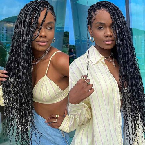 Misoun Human Braiding Hair for Boho Braids 16inch Water Wave Bulk Human Hair Extensions for Braiding Curly Loose Deep Wave Bulk 1 Bundle 100g No Weft Natural Black