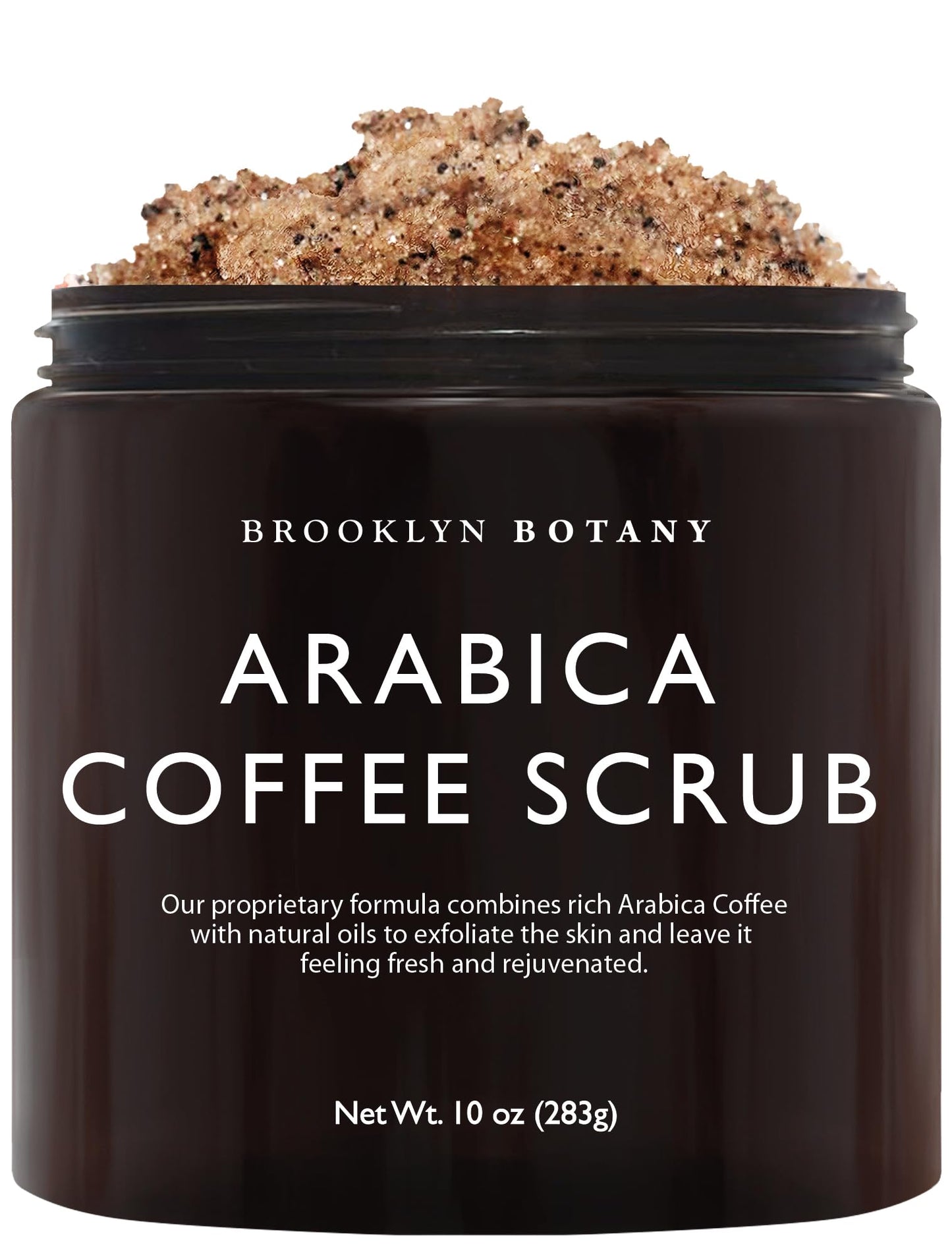 Brooklyn Botany Dead Sea Salt and Arabica Coffee Body Scrub 10 oz - Moisturizing and Exfoliating Body, Face, Hand, Foot Scrub - Fights Stretch Marks, Fine Lines, Wrinkles - Great Gifts for Women & Men