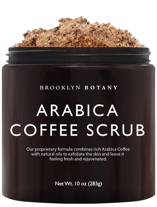 Brooklyn Botany Dead Sea Salt and Arabica Coffee Body Scrub 10 oz - Moisturizing and Exfoliating Body, Face, Hand, Foot Scrub - Fights Stretch Marks, Fine Lines, Wrinkles - Great Gifts for Women & Men