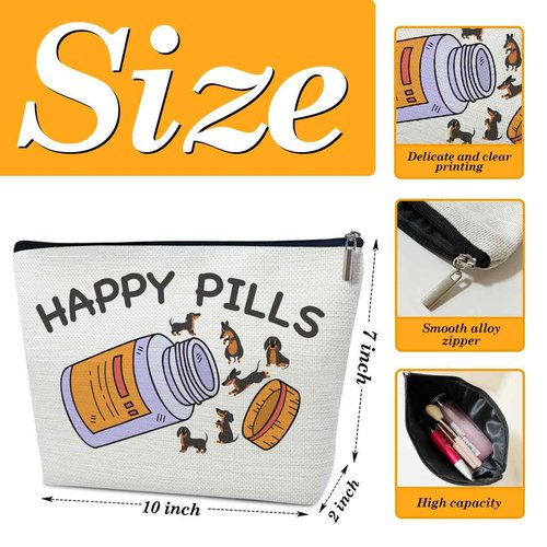 Funny Dachshund Makeup Bag, Dachshund Gifts for Dog Lovers, Dachshund Gifts for Women, Cute Dachshund Puppy Travel Toiletry Bag, Birthday Graduation Gifts for Sister Daughter Friends Bestie Teen Girls